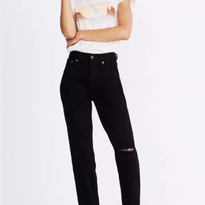 Madewell Perfect Vintage Jean in Stone Black: Knee- Slit